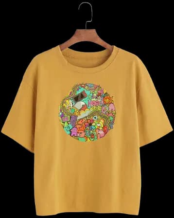 Groovy Garden Mandala Tee - Mustard