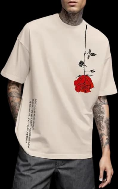 Fallen Rose Graphic Tee - Stone
